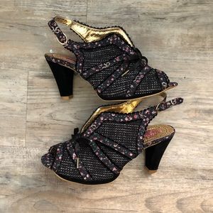 “Irregular Choice” peep toed sling backs.